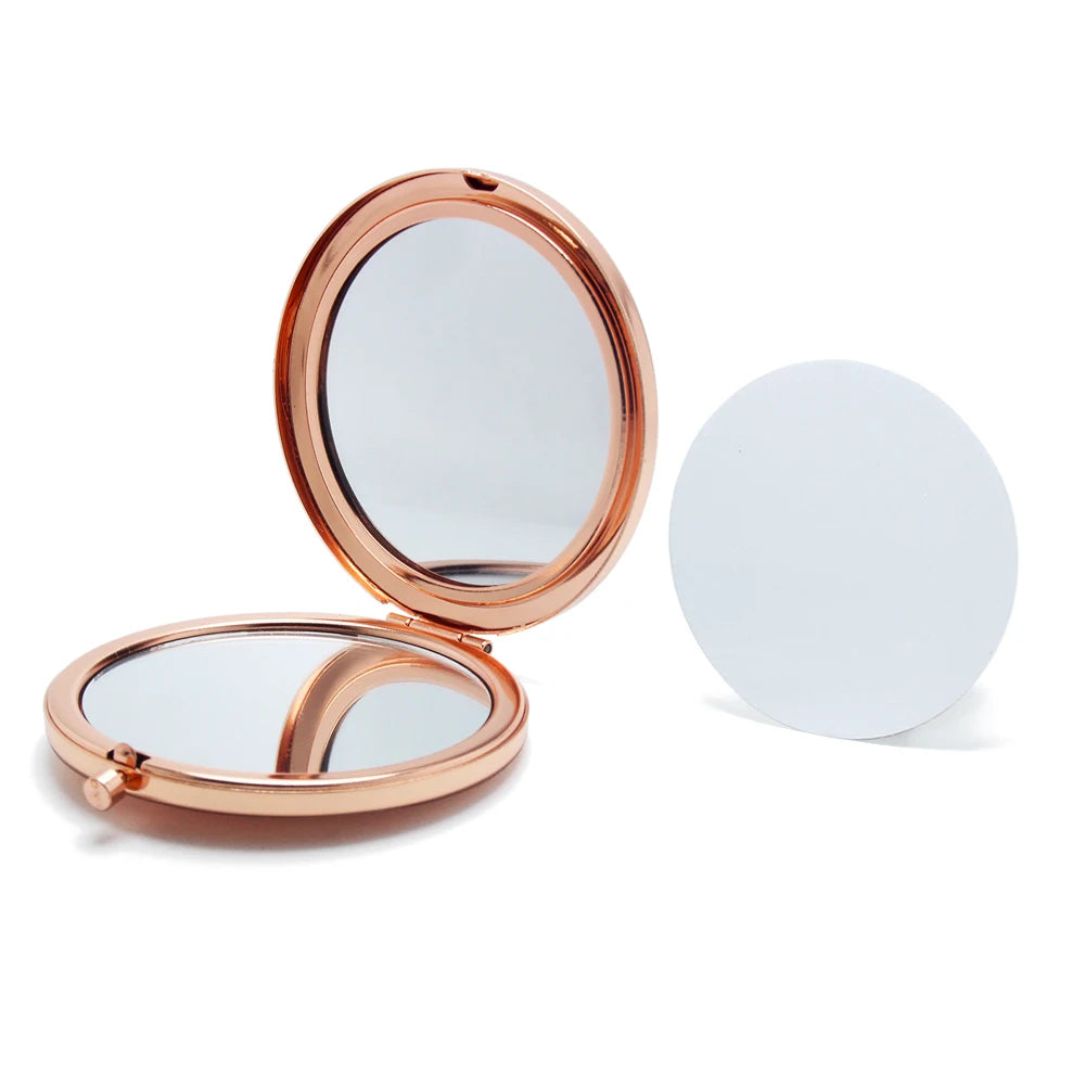 DIY Gifts Pocket Mirror Dual Sides Metal Frame Makeup Stainless Steel Vanity Mirror Cosmetic Sublimation Photo Printing Mirror