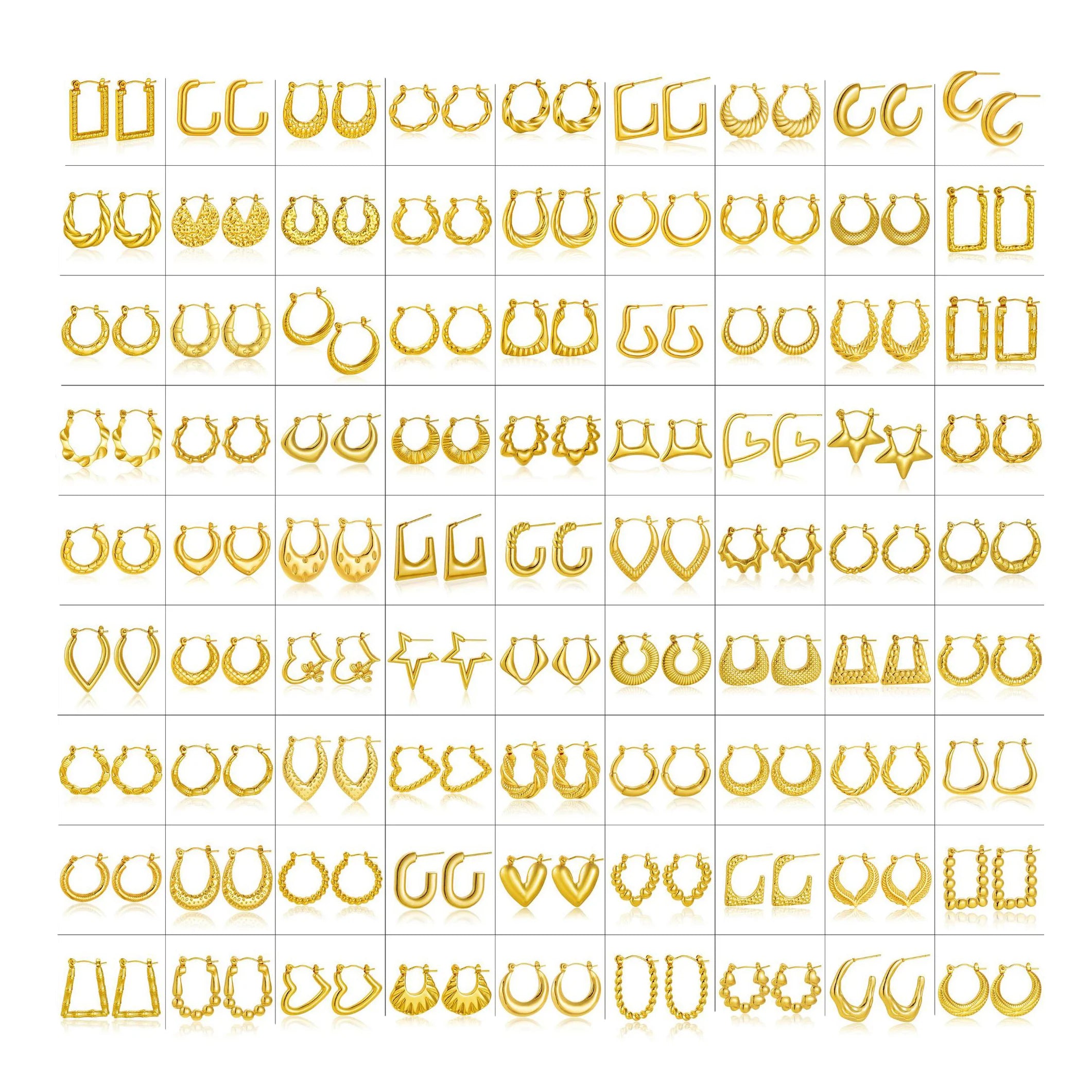 Fashion Hoop Earrings Geometry Huggie Chunky Statement 18k Gold Plated Stainless Steel Hoop Earrings Jewelry
