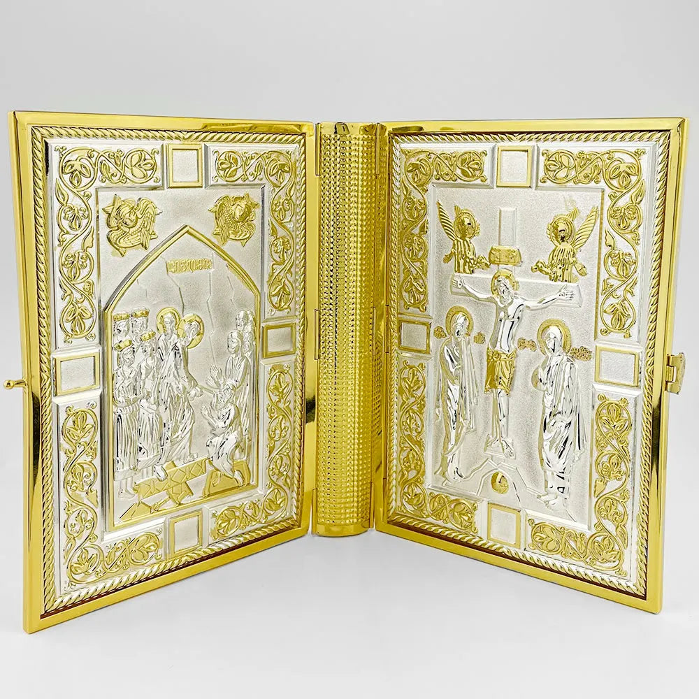 Religious Antique Gold Color Plated Orthodox Cross for Church Gospel Cover Bible Book Cover Alloy Gift for Priest Bishop