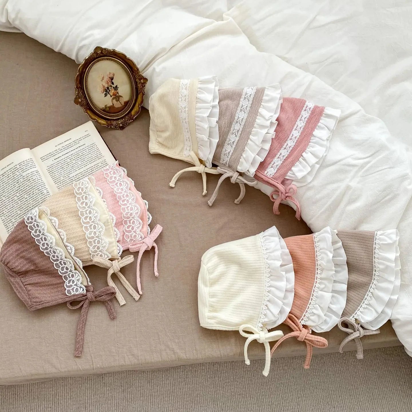 Lace Ruffles Newborn Baby Kids Cute Hat Princess Ear protection Hat Wholesale 0616AK