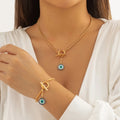 Punk Simple Sweet Cool Blue Eye Necklace Personality Splicing Snake Bone Chain Metal Collars Women Necklace