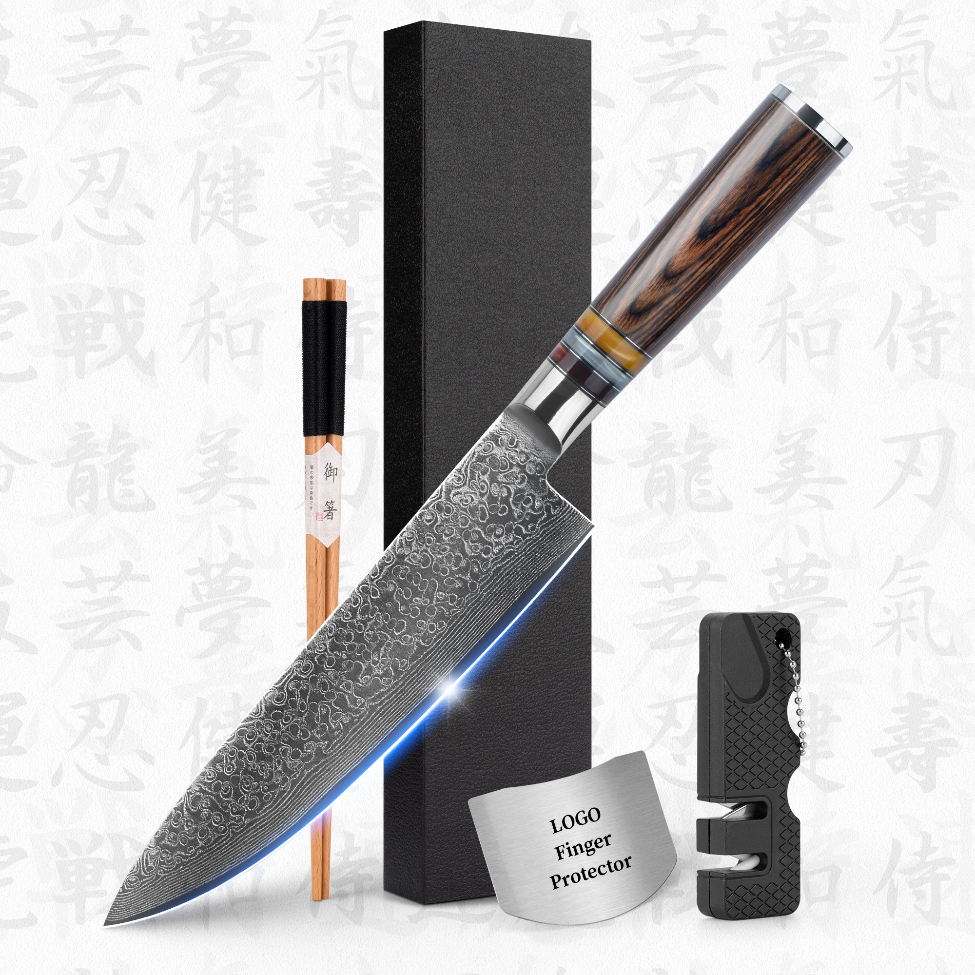 10% off Brown Pakka Wood Handle Japanese Professional 67 Layers Vg10 High Carbon Damascus Steel Chef Knife by Alibaba Supplier