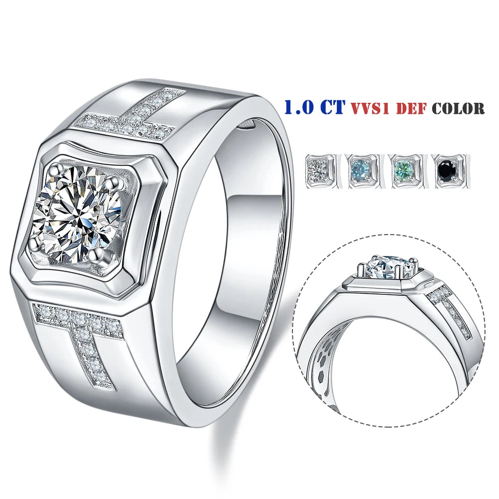 Abiding Jewelry Customized Jewellery Moissanite Diamond Ring 925 Sterling Silver Moissanite Men Jewelry