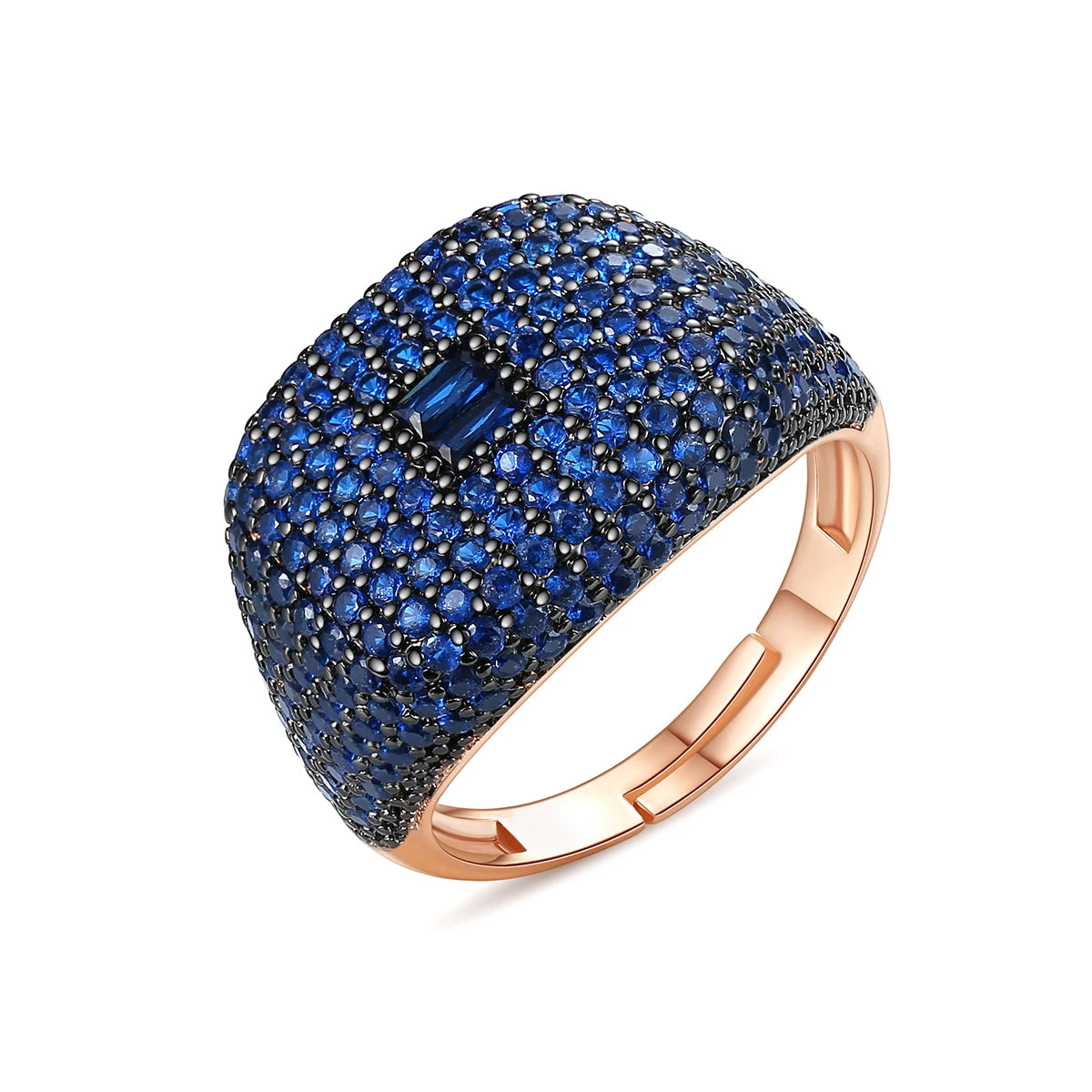 JINSE Cubic Zirconia Men Gun Black and Rose Gold Plated Rings Punk Jewelry Adjustable Hip Hop Ring