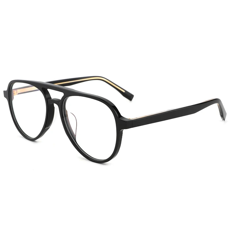 Fashionable Double Bridge Acetate Eyeglasses Frames Custom OEM Optical Frmaes Man Blue Light Blocking Glasses