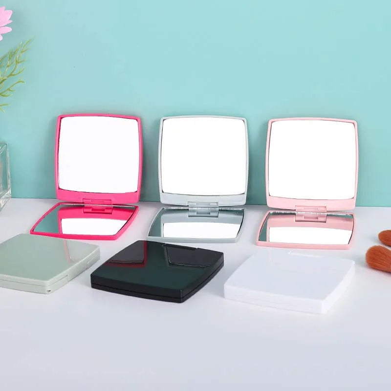 Portable Travel Foldable Double-Sided Makeup Mirror Customizable Compact with Magnifying Feature square Flip Mirror