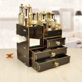 Large Wooden Desktop Cosmetics Collection Box Mirror South Korea Drawer Type Rearrangement of Wooden Boxes