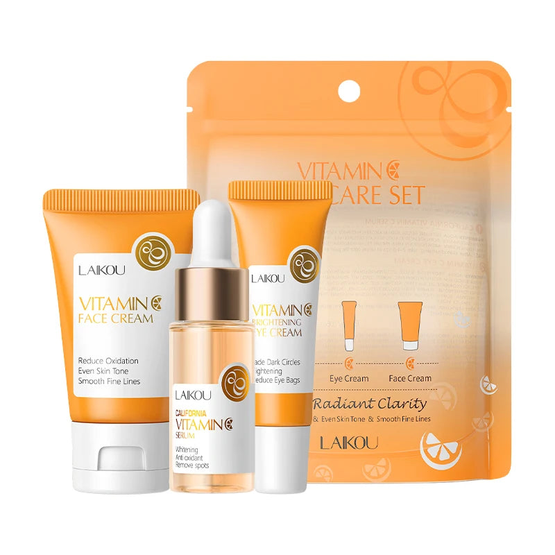 Anti Oxidation Even Skin Tone Moisturizing Reduce Fine Lines Brighten Skin Tone Face Care 3 Pcs LAIKOU VITAMIN C Skin Care Set