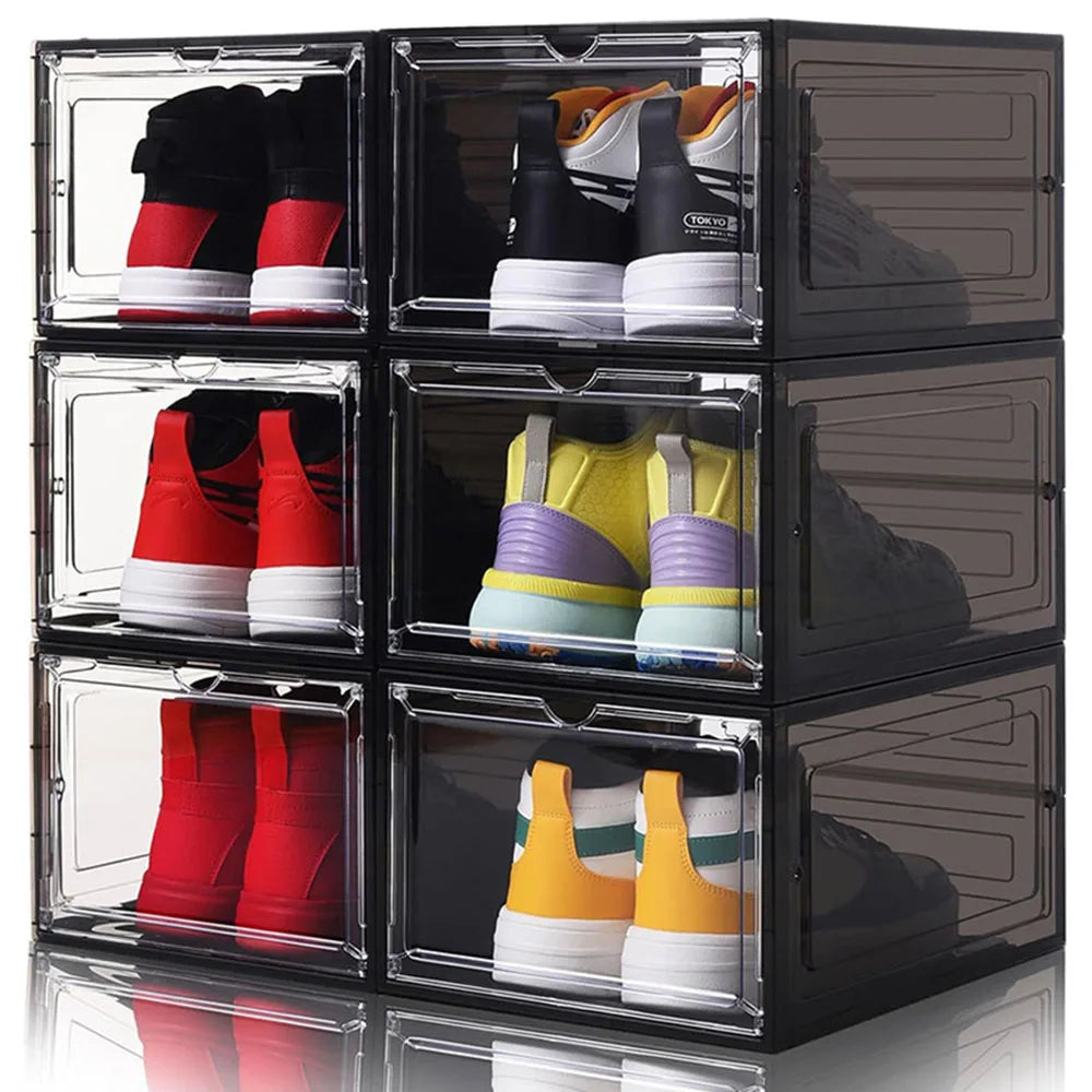 Foldable PP Plastic Injection Molded Eco-Friendly Giant Rectangle Household Modern Shoe Storage Box Trainer Sneaker Organizer