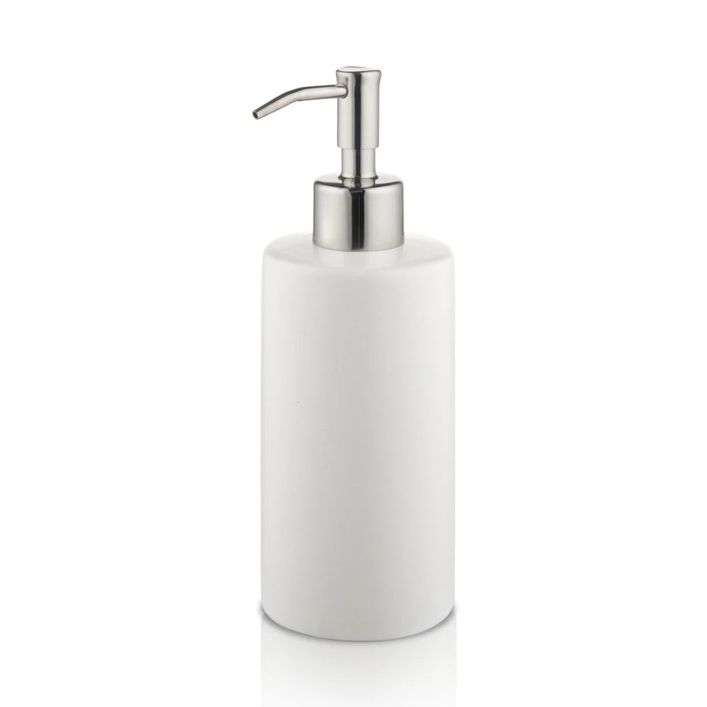 Longan Simple Design White or Black Dolomite Ceramic Liquid Soap Dispenser Bathroom Pump Liquid Ceramic Perfume Bottle