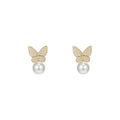 AA00833 Fashion Pearl Stud Earrings 925 Sterling Silver Pearl Crystal Earrings for Women Wholesale