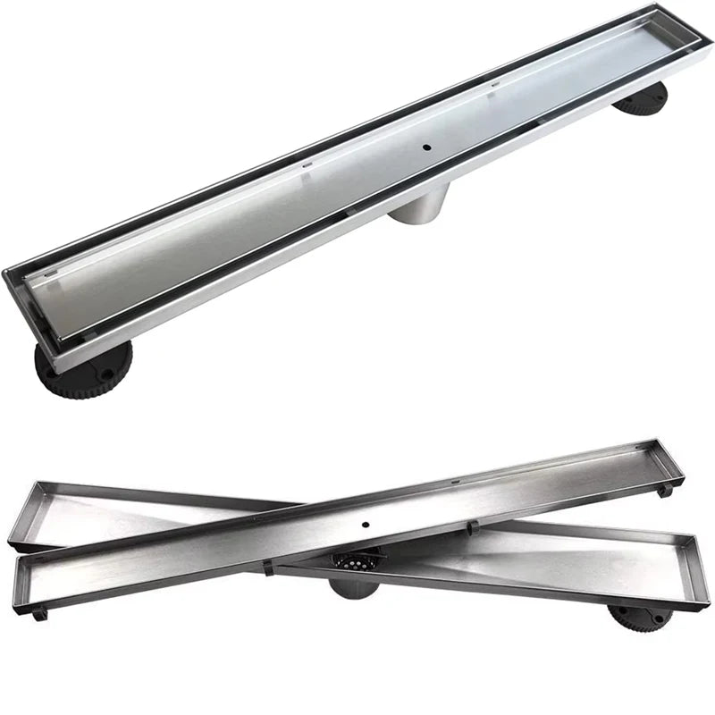 60cm Linear Shower Drain with Tile Insert Grate Professional Brushed SUS304  Rectangle Shower Floor Drain Manufacturer