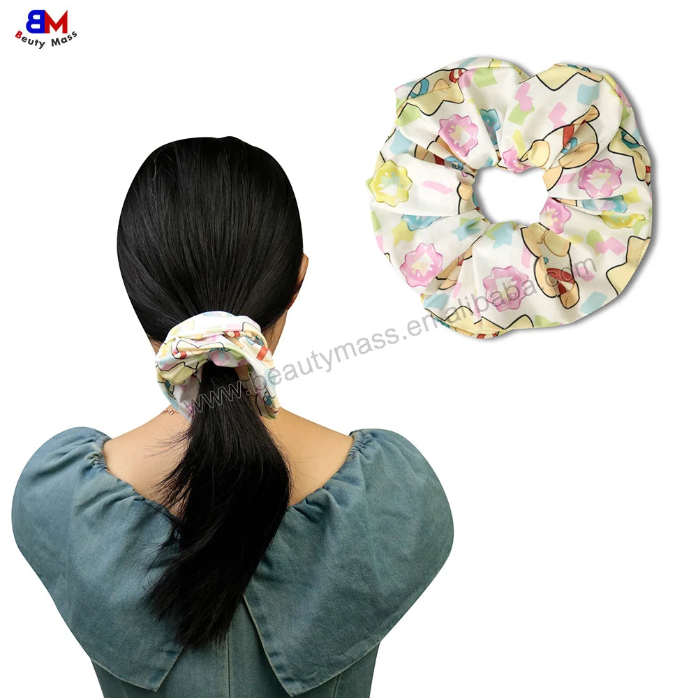 Custom Hair Scrunchies With Logo Polyester Fluffy Large Hair Scrunchies for Hair