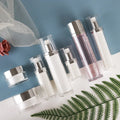 Customs logo Luxury 30g 50g 15ml 30ml 50ml 100ml 120ml Acrylic Crystal White Bottle and Jar with Silver Cap and Pump Head