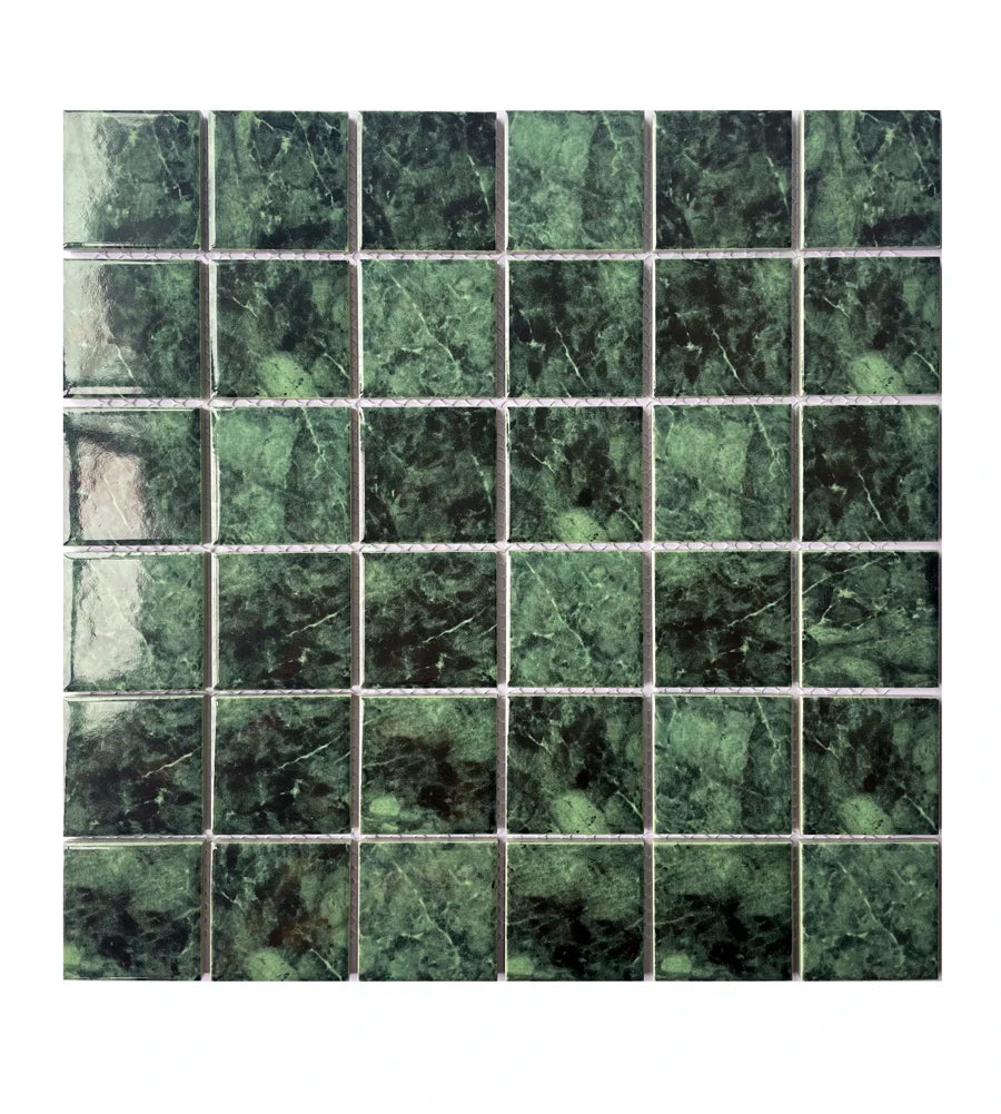DS Low Price Classic Traditional Parquet 48*48mm Outdoor Pool Square Decorative Green Glass Mosaic Tile with 5 Year Warranty