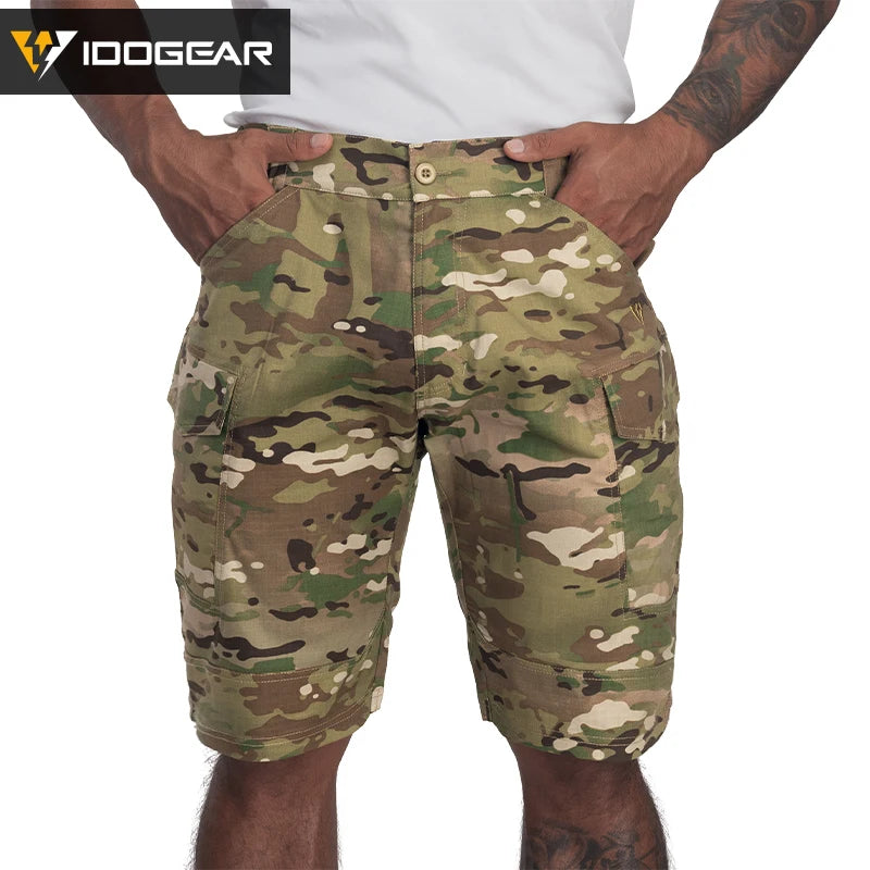 IDOGEAR Summer Elastic Camo Shorts Men Shorts Sports Duty Pants Tactical Cargo Shorts