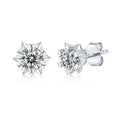 RINNTIN SME01 Wholesale Women's Silver Earrings Rhodium Plated Snowflake Heart Pattern Brilliant Cut Moissanite CZ Zircon Fine