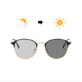Fashion Color Changing Anti Blue Light Glasses for Men Retro Metal Frame Round Glasses Photochromic Glasses