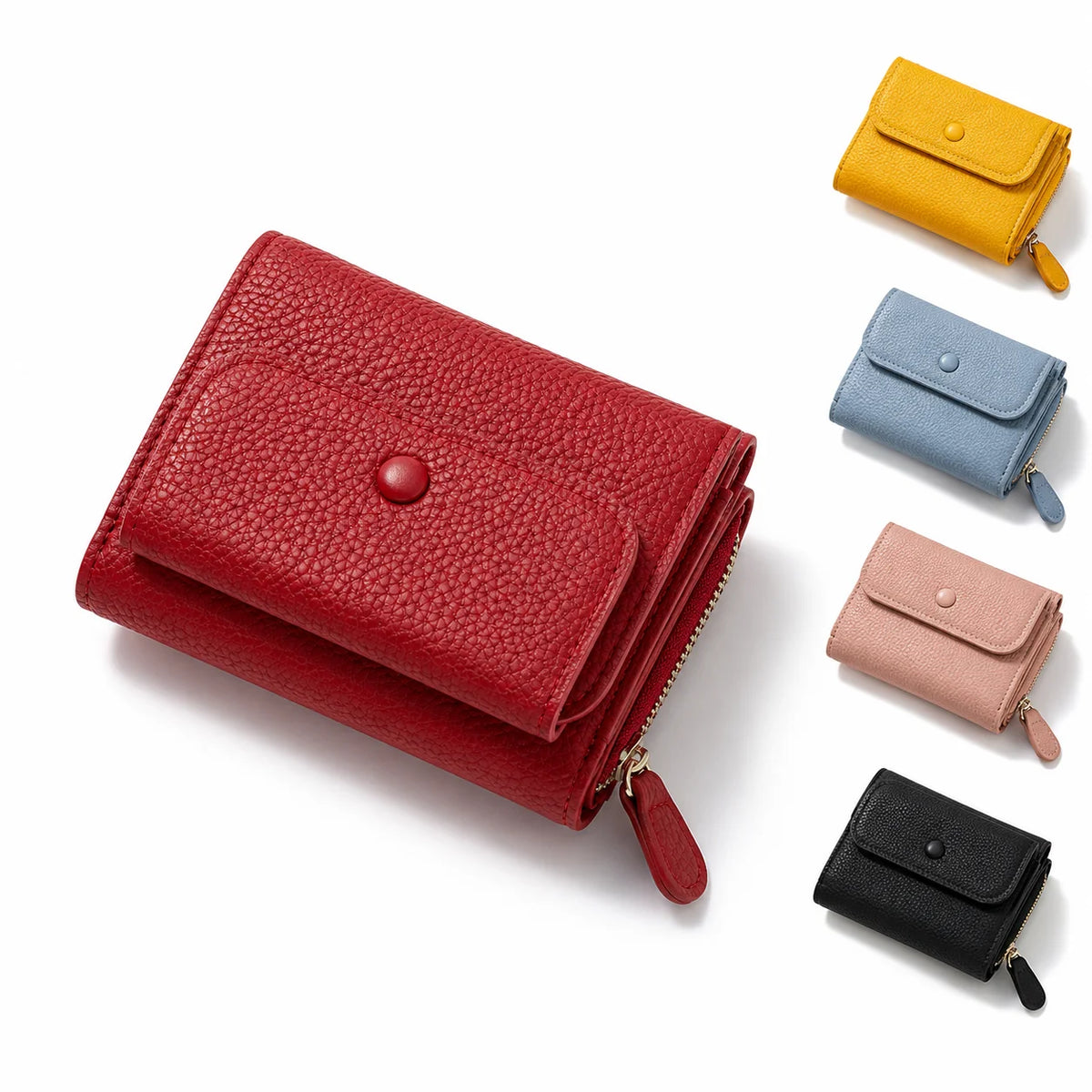 Cute Candy Color PU Leather Women Short Wallet Coin Purse Multi Card Holder Compact Mini Wallet for Girls
