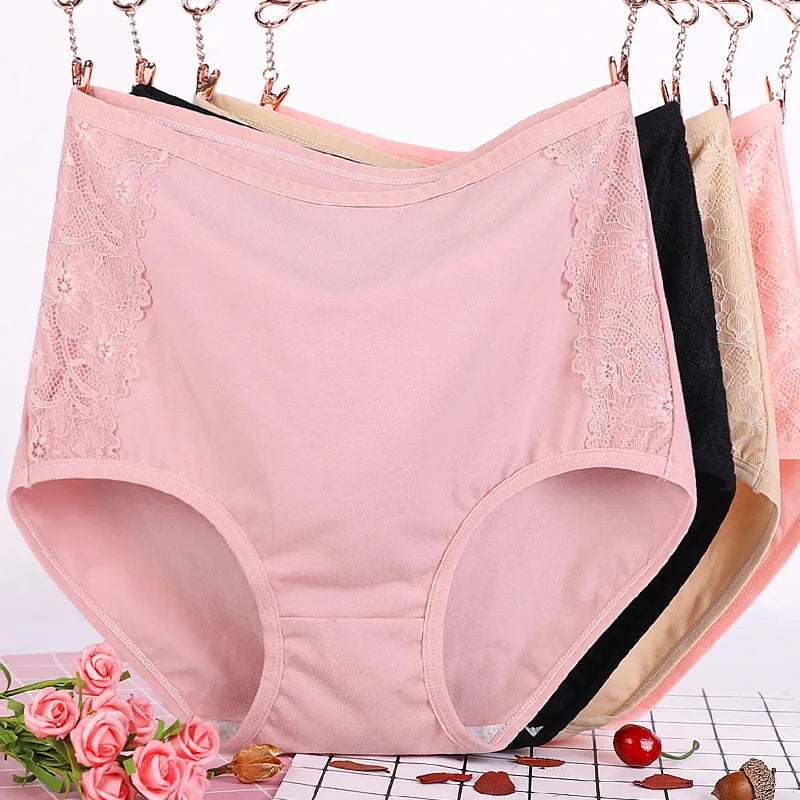 Solid Color Comfortable Lace Cotton Women Panties for Women Cotton Plus Size 6XL