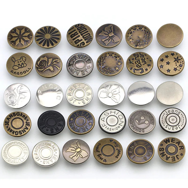 Metal Buttons Jeans Easy Clip Snap Button Perfect Fit Instant Universal Adjustable Belt Buckles Clothing Crafts Garment DIY