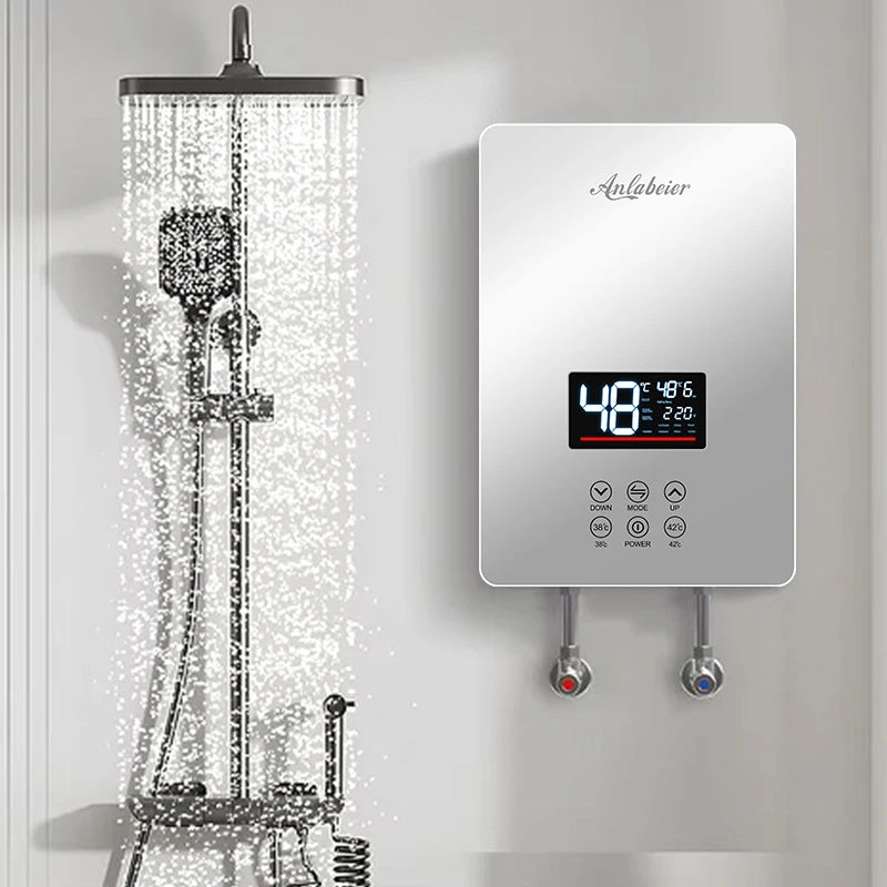 220v 240v Wall Mounted LED Digital Display Instant Electric Water Heater Touch Screen Kitchen Bathroom Tankless Unit