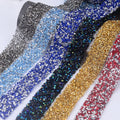 3cm Glitter Resin Rhinestone Tape Trim Hot Fix Strass Chain Banding Crystal Ribbon Strip for Wedding Dress Applique Clothing