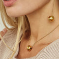 Dropshipping Stainless Steel Jewelry Set 18K Gold Plated Pendant Necklace with Hoop Earrings and Chain Bracelet for Lady