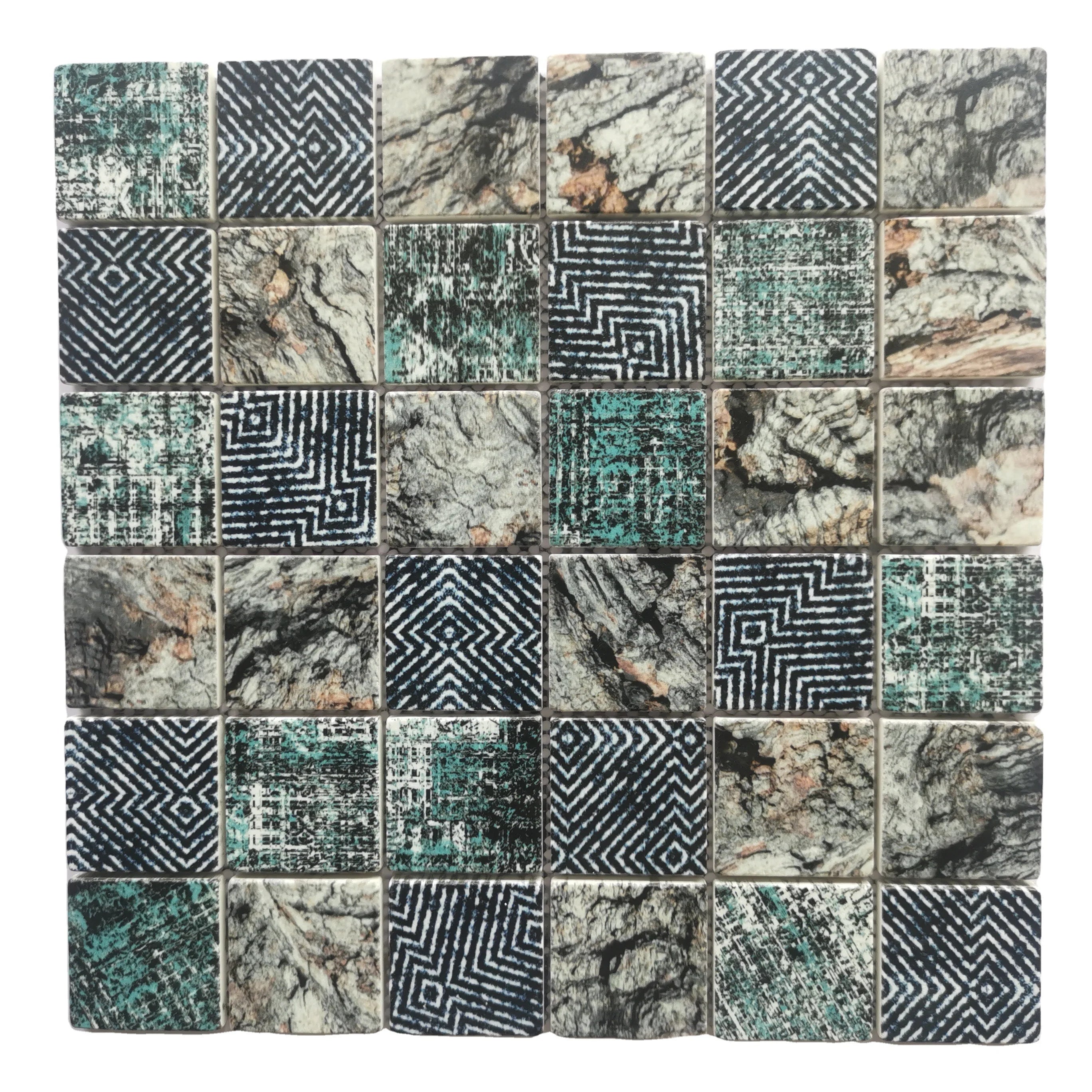 Inkjet-print Mosaic 6mm Parquet Minimalist Square Marble Bathroom Kitchen Backsplash Floor Wall Tile Sticker