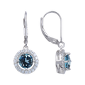 Abiding 925 Silver Birth Stone Jewelry Round Natural Topaz Gemstones Drop Earrings Pave CZ Diamond Earring