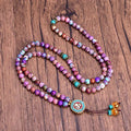 8mm 108 Mala Stone Beaded Necklaces/Bracelet Purple Emperor Jasper Pendant Yoga Meditation Mala Prayer Bead Necklace for Women
