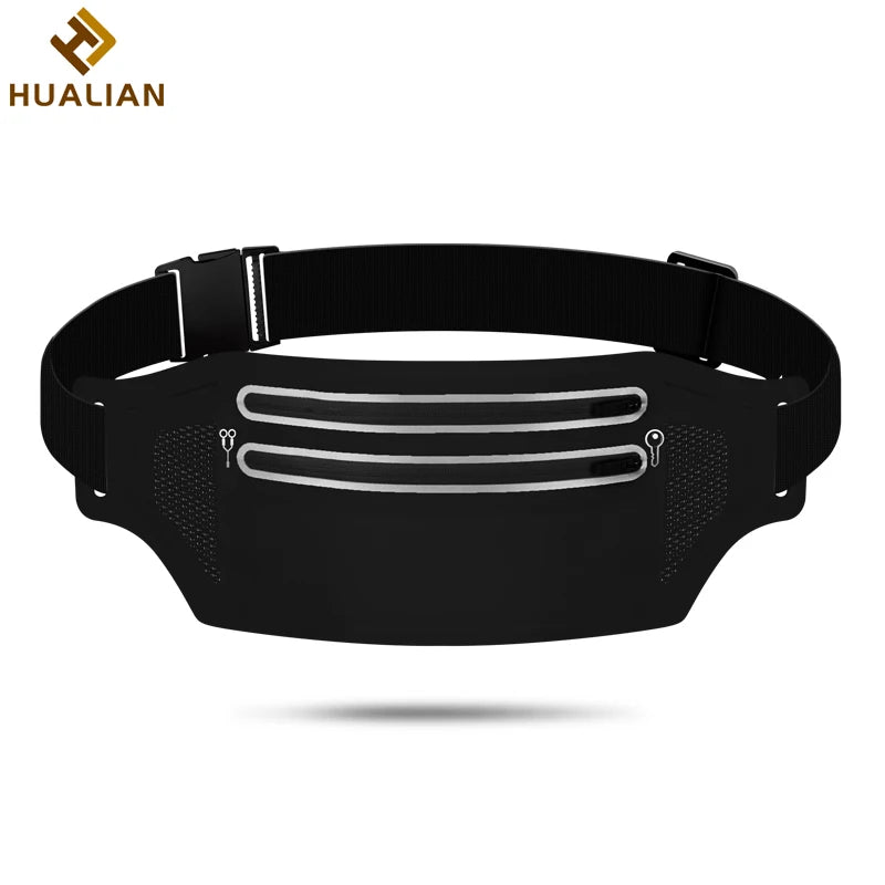 HUALIAN Remarkable Quality Two Zipper Slim Light Hydration Unisex Women Men Running Sport Jogging Running Waist Bag