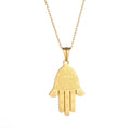 Wholesale 18K Gold Plated Stainless Steel Devil Eye Hand Shaped Pendant Necklace Trendy Hip Hop Style for Men Gift
