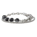 Hot Selling Double-Layer Stainless Steel Chain Ice Cracked Bead Splicing Bracelet for Men's Hip-Hop Bracelets