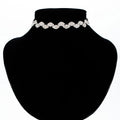 Fashionable Gold Plated Geometric Single Delicate Line Collar Choker with Pave Glass Stones Necklaces for Women's Party Outfit