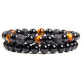 Men Bracelet lava Rock Stone tiger Eye Beads Black Agate Beaded Elastic Bracelet for Men