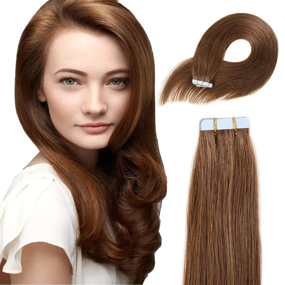 Wholesale Tape in Human Remy Hair Extensions European Double Drawn Tape-in Hair Invisible Natural Human Tape in Hair Extensions