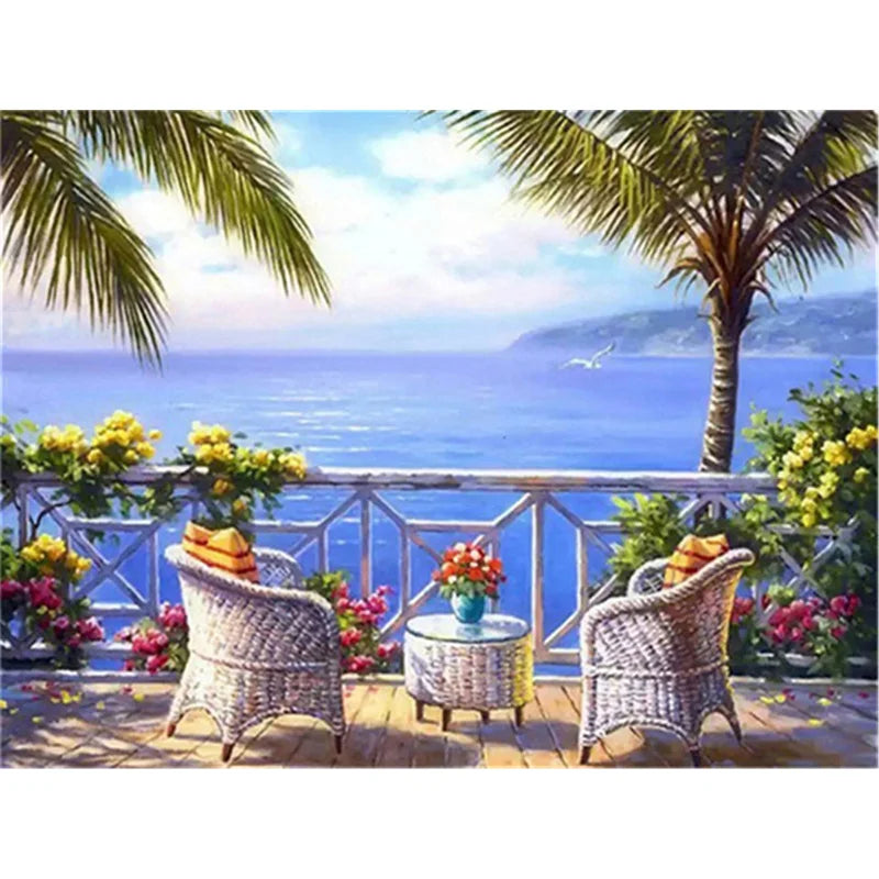 Seascape Diamond Painting Sea Garden Wall Painting Full Drill Embroidery Round & Square Diamond Painting Kit