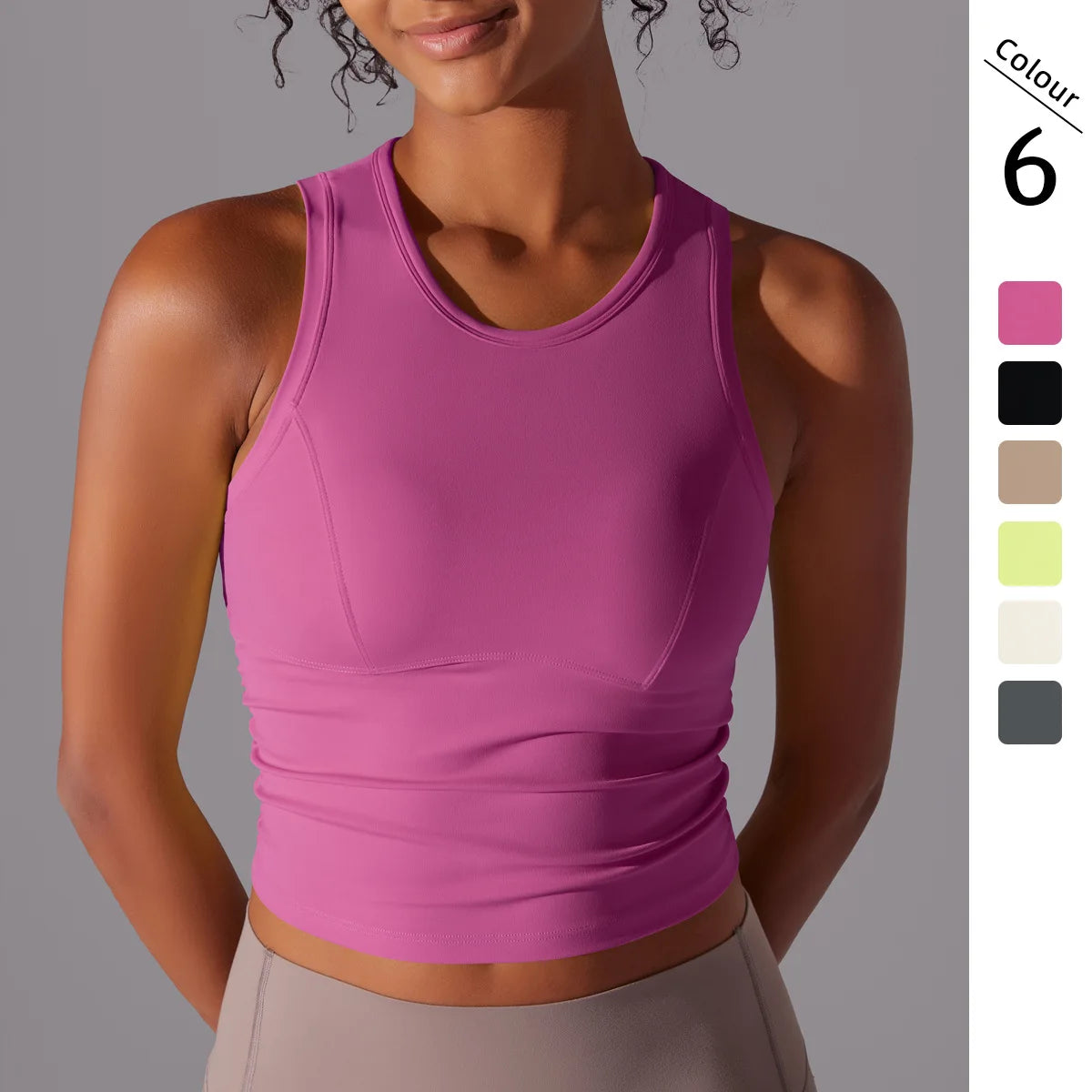 2025 Summer Women's Custom Logo Gym Fitness Shirts Breathable Lightweight Seamless Crew Neck Padded Crop Top Customizable Logo