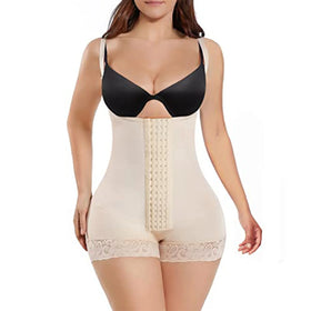 Hot Selling Hooks High Waist Butt Lifter Thigh Slimmer Lace Open Crotch Bodysuit Pants Tummy Control Full Body Shaper
