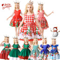 3-10 Years Girl Christmas Party Dress for Kids Girls Printed Stripe Xmas Cosplay Costume Fancy Children Princess Clothes
