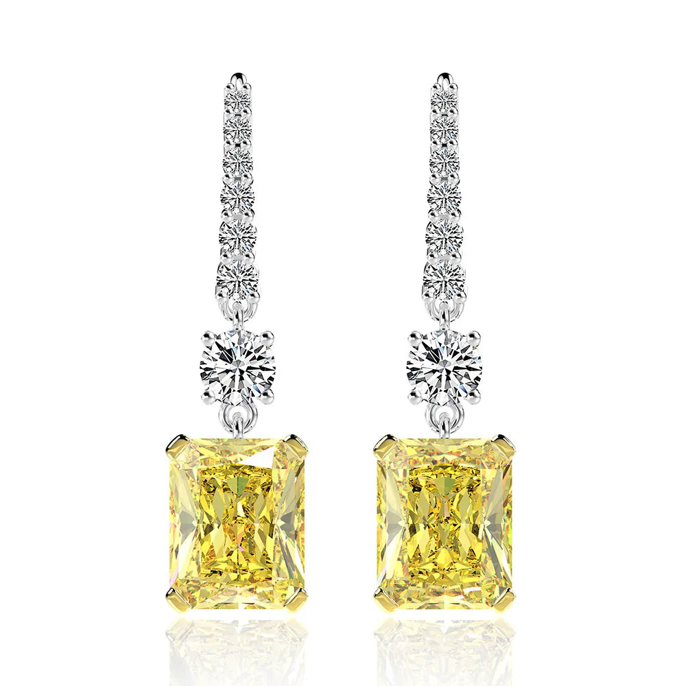 Natuna Colorful Jewelry Blue Square Hypoallergenic Moissanite Earrings Pendant Pendientes Sterling Silver Earrings for Women