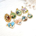 New Trendy Natural Gemstone Geometric Pendant Real Pearl Seashell Colorful Oil Drop Enamel Charms for Jewelry Necklace Earring