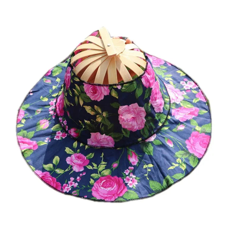 Ready to Ship Folding Fan Foldable Bamboo Hat and Fan Sun Folding Beach Traveling Dual-use Bamboo Fan Hat Sunscreen