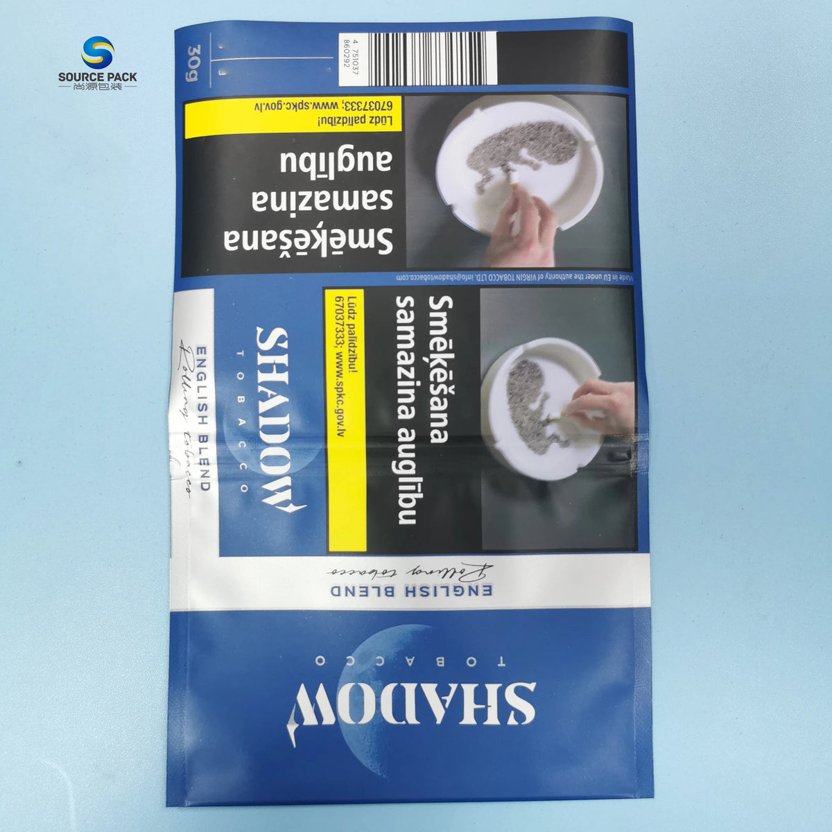 Mylar Plastic 50g Hand Rolling Cigar Tobacco Leaf Pouch Resealable Packaging Bag