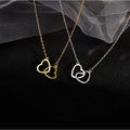 Fashion Gold Stainless Steel Link Chain Layered Necklace Double Heart Necklace Jewelry Heart Necklace for Women