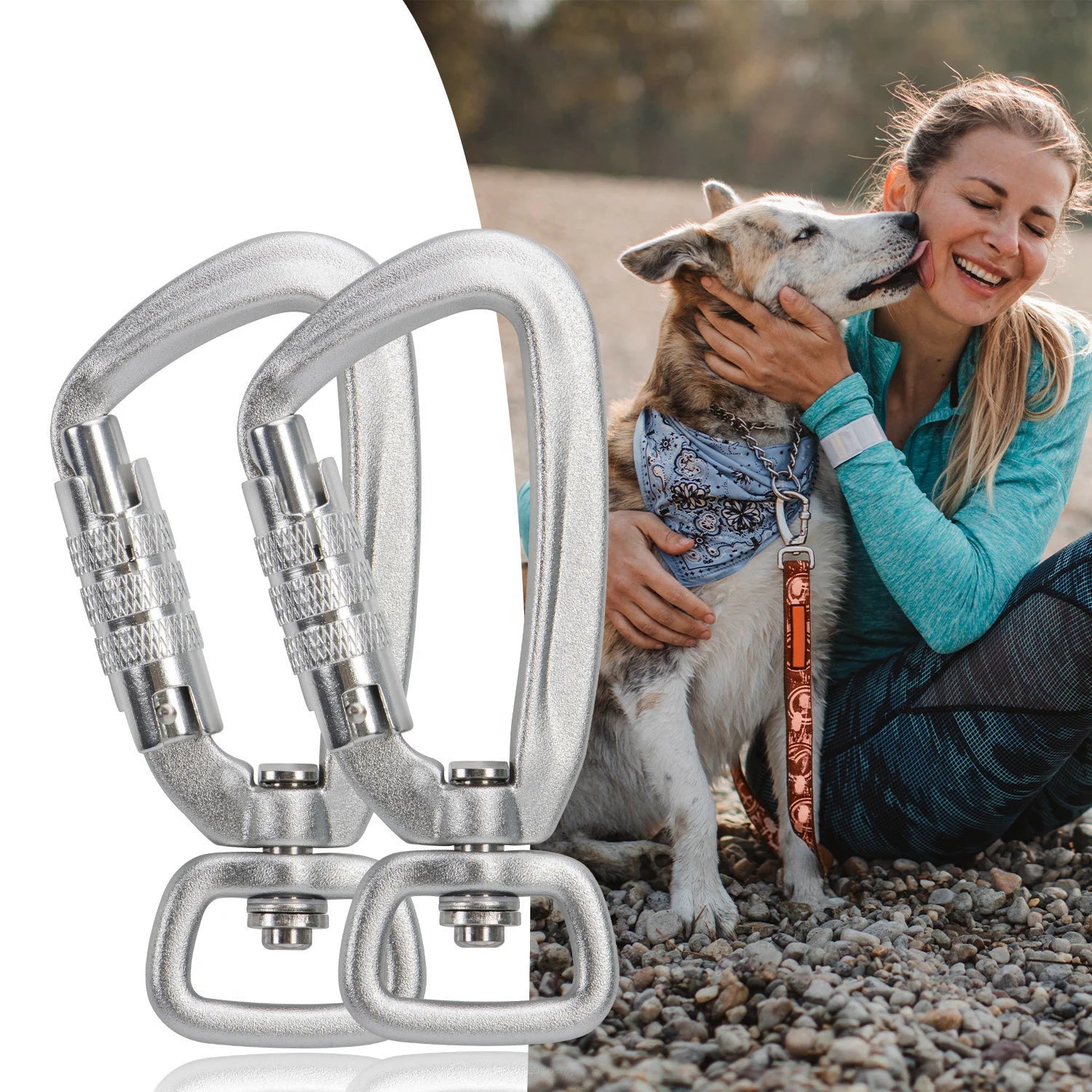 4KN Swivel Carabiner Hook for Dog Leash Lightweight Aluminum Karabiner Dog Leash Clip Snap Hook