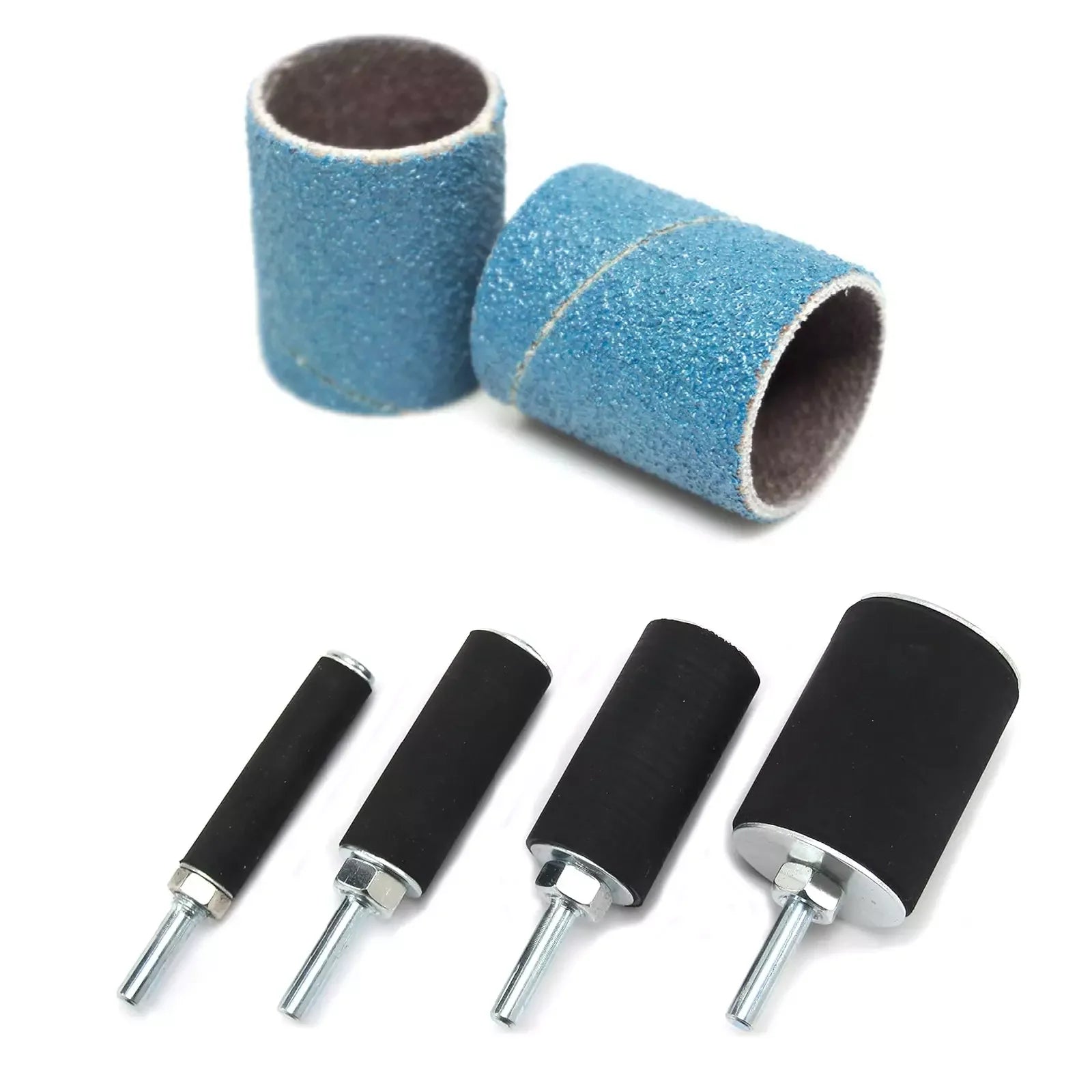 2" Blue Zirconia Sanding Drums and Sleeves Set for Drill 60 80 120 Grit 16pcs-set 50sets-carton