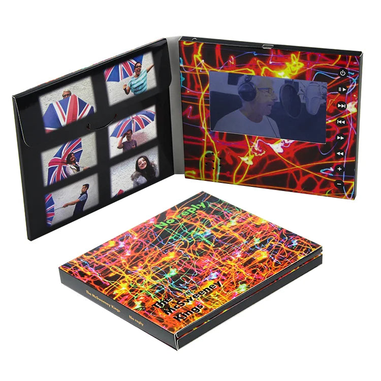 Custom Wholesale Price Music Greeting Card Envelope Paper Crafts Digital Lcd with Box Mailer Video Brochure Book