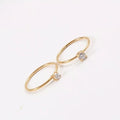 One Diamond Plated Stainless Steel Cubic Zirconia Gemstone Ring Gold 18K